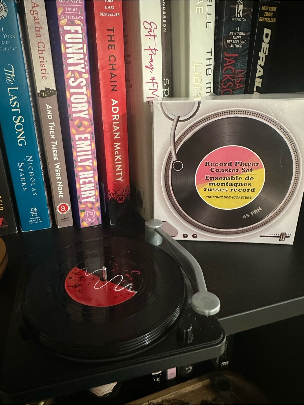 Record Player Coaster Set – Black with Red Label Accents